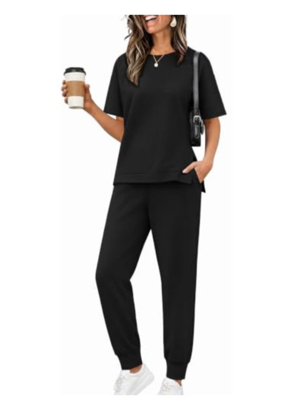 Ekouaer Womens 2 Piece Lounge Set Short Sleeve Top Jogger Pants Outfit